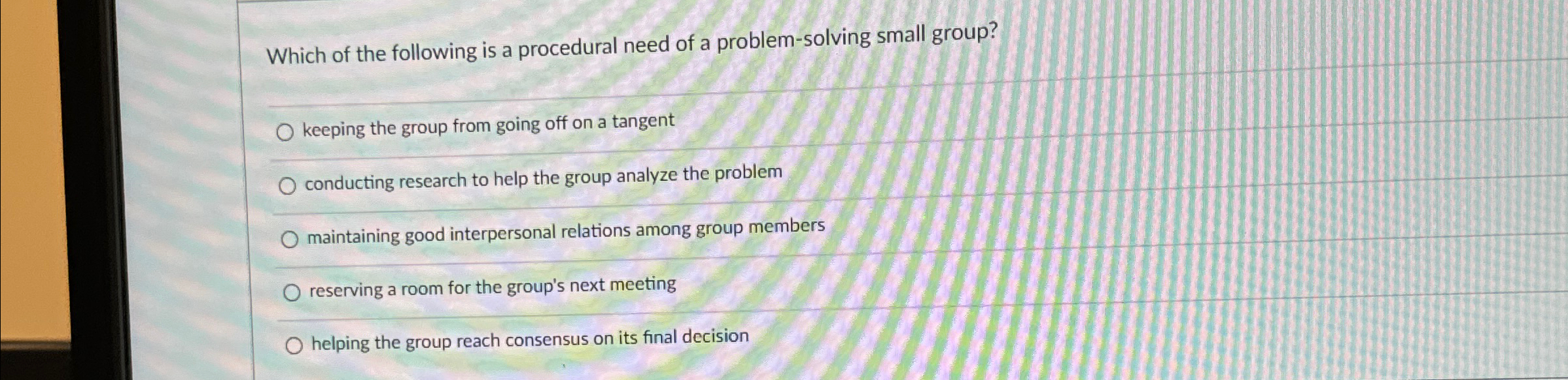Solved Which of the following is a procedural need of a | Chegg.com