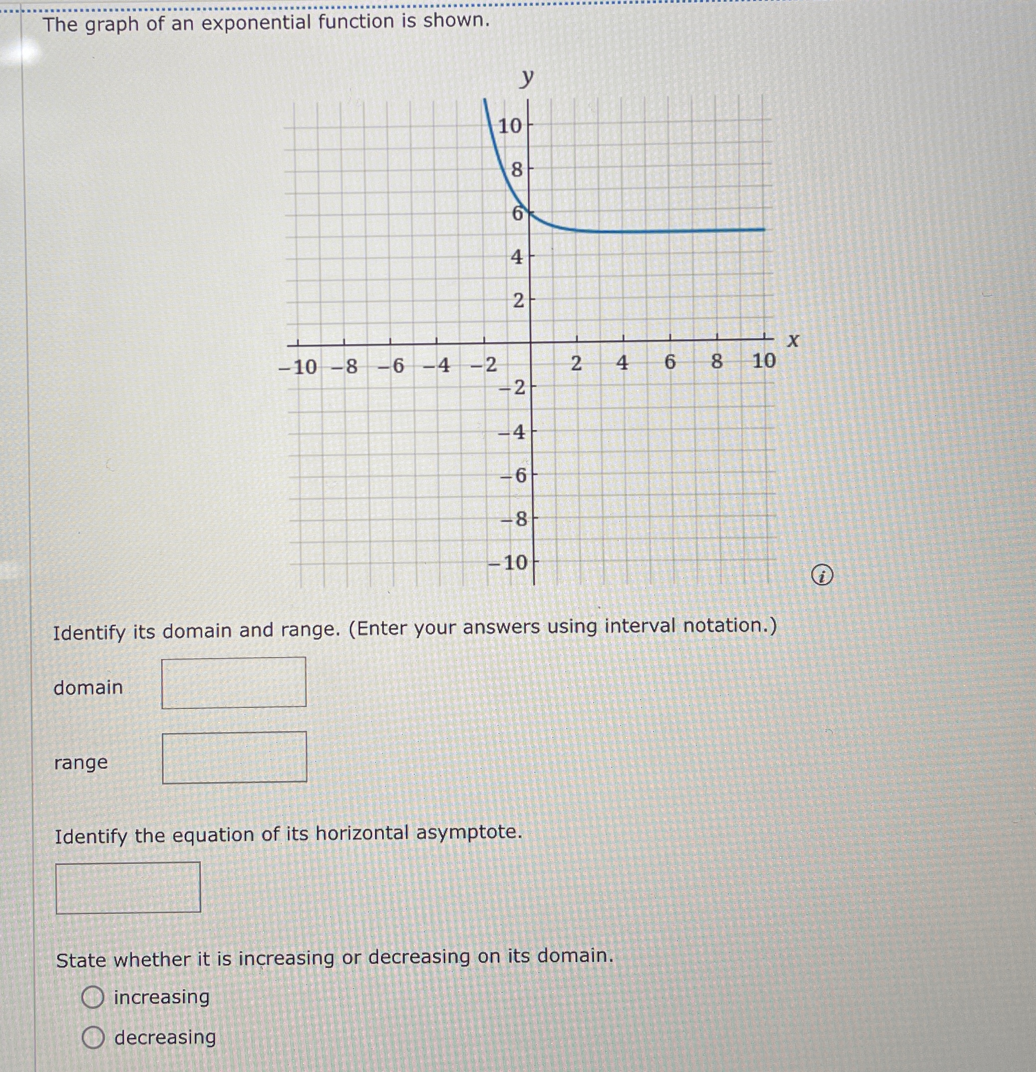 Solved The graph of an exponential function is | Chegg.com