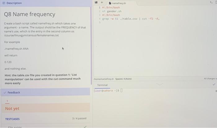 Solved Description Namefresh 1 1 Bin Bash V1 Gender Sh Chegg Com