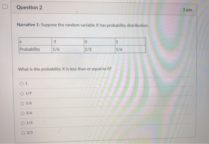 Solved Question 2 3 pts Narrative 1: Suppose the random | Chegg.com