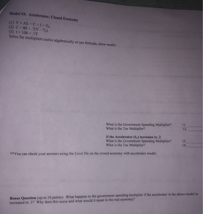 Example Full Model Open Economy With Accelerator Chegg Com