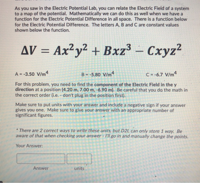 Solved As You Saw In The Electric Potential Lab, You Can | Chegg.com