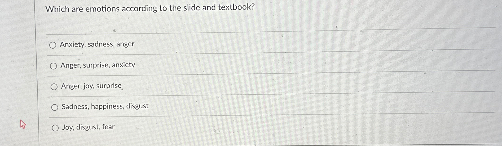 Solved Which are emotions according to the slide and | Chegg.com