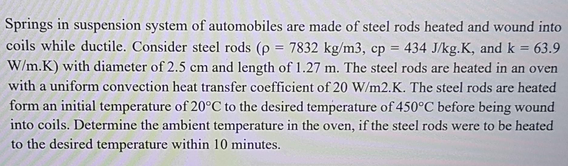 Solved Springs in suspension system of automobiles are made