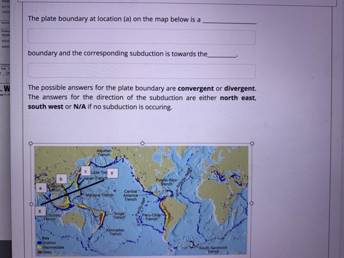 Solved PON The plate boundary at location (a) on the map | Chegg.com