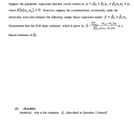 Solved suppose the population regression function can be chegg