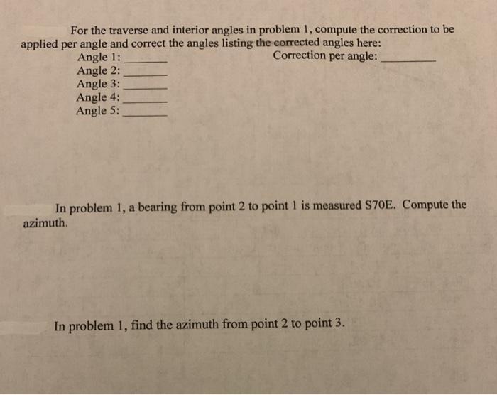 Solved Compute the angular closure error for a traverse with | Chegg.com