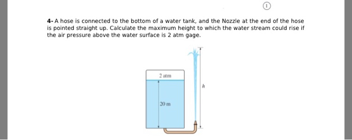 Solved 4. A hose is connected to the bottom of a water tank, | Chegg.com