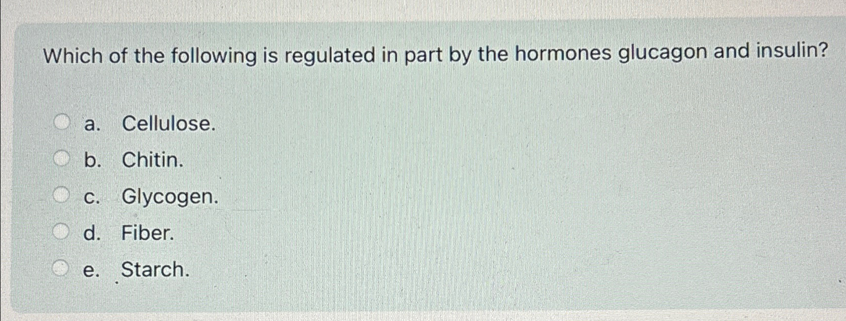 Solved Which of the following is regulated in part by the | Chegg.com