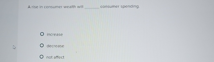 Solved A rise in consumer wealth will consumer | Chegg.com