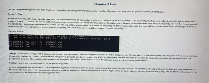 Solved Chapter 3 Lab Do the programming exercise isted | Chegg.com