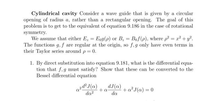 Solved Cylindrical cavity Consider a wave guide that is | Chegg.com