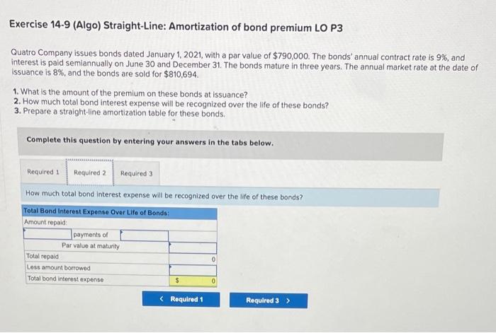 Solved Exercise 14-9 (Algo) Straight-Line: Amortization Of | Chegg.com