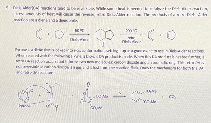Solved Diels-Alder(DA) reactions tend to be reversible. | Chegg.com