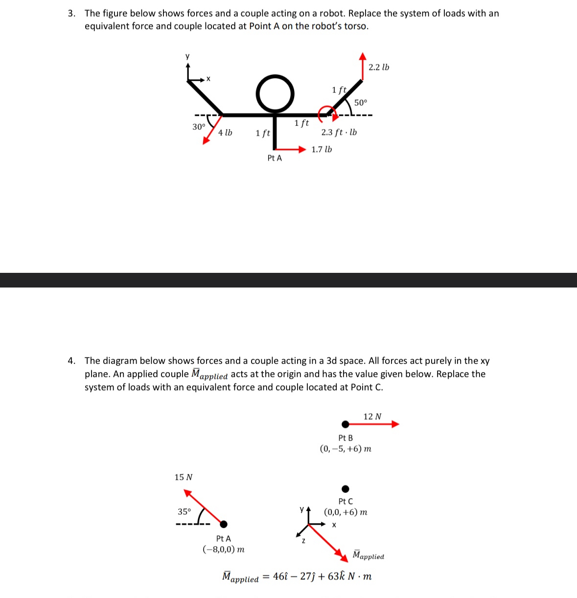 The figure below shows forces and a couple acting on | Chegg.com