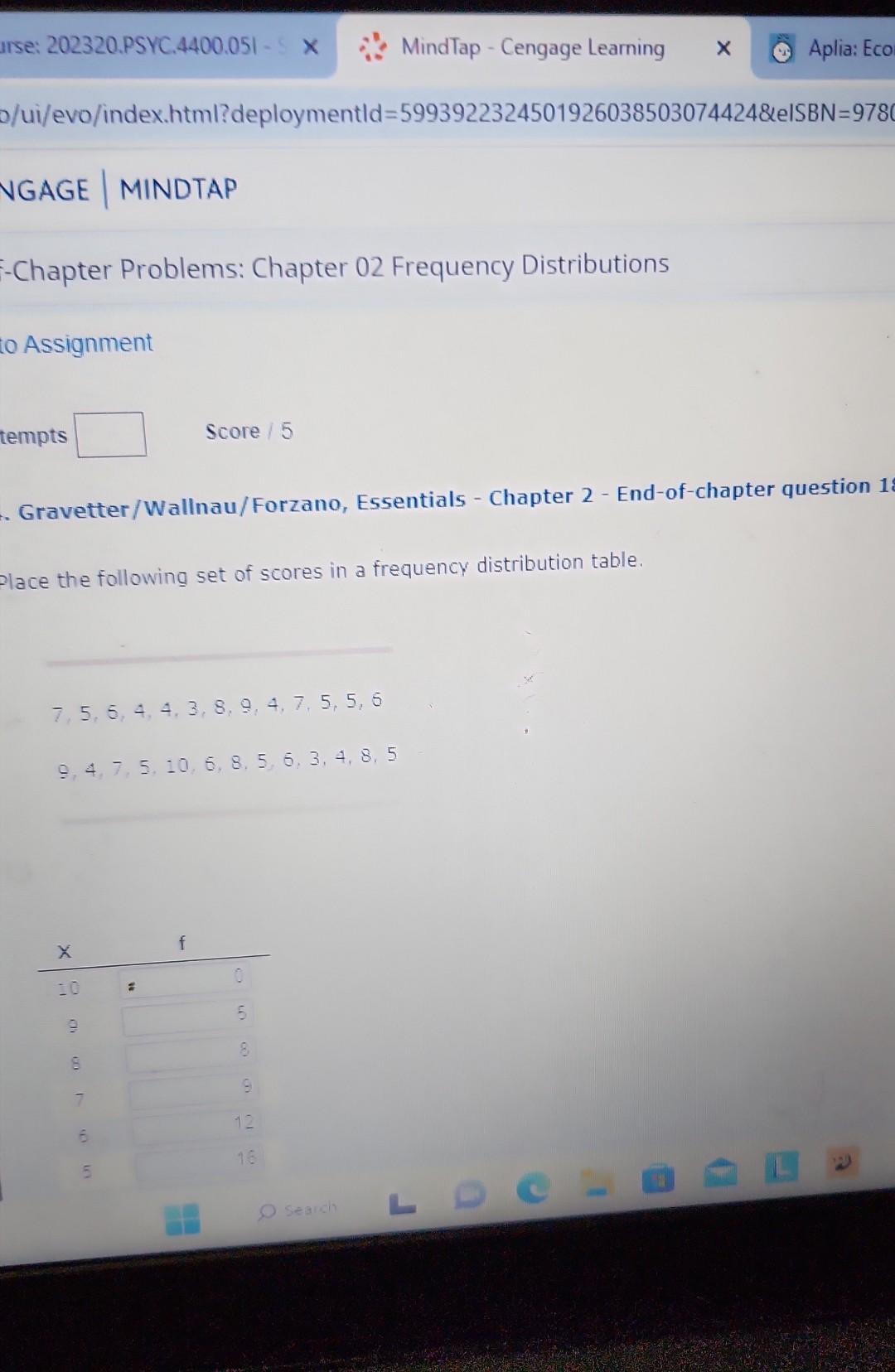 Solved place the following set of scores in a frequency | Chegg.com