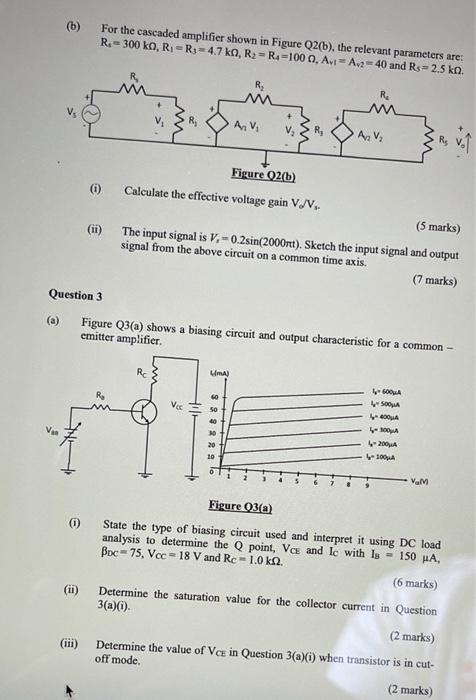 Solved (6) For the cascaded amplifier shown in Figure Q2(b), | Chegg.com