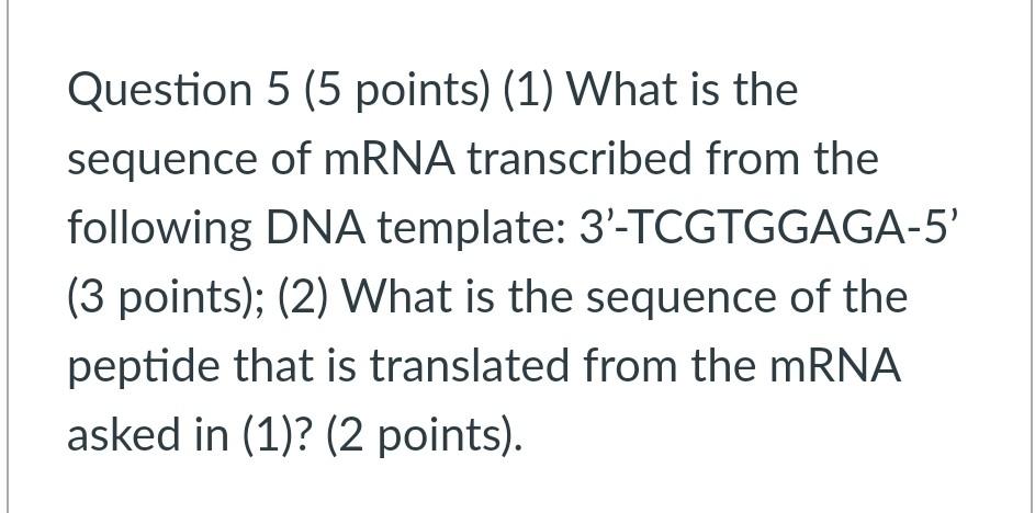 Solved Question 5 (5 points) (1) What is the sequence of | Chegg.com