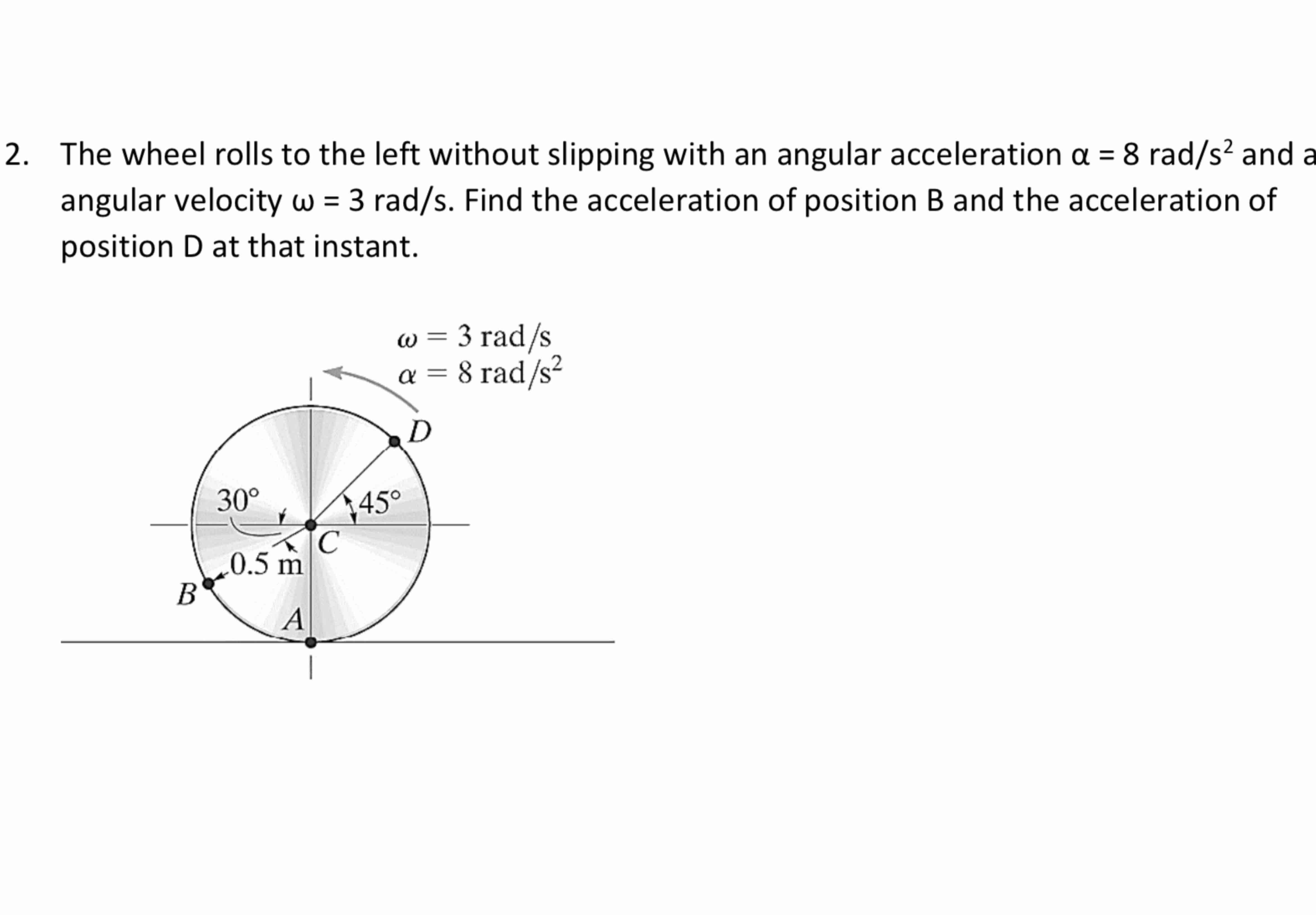 Solved The wheel rolls to ﻿the left without slipping with an | Chegg.com
