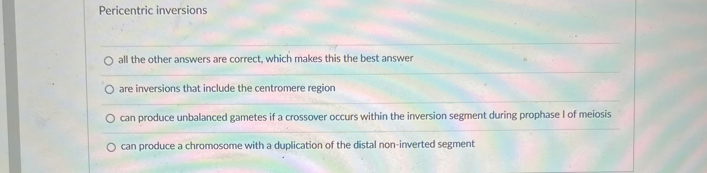 Solved Pericentric inversionsall the other answers are | Chegg.com