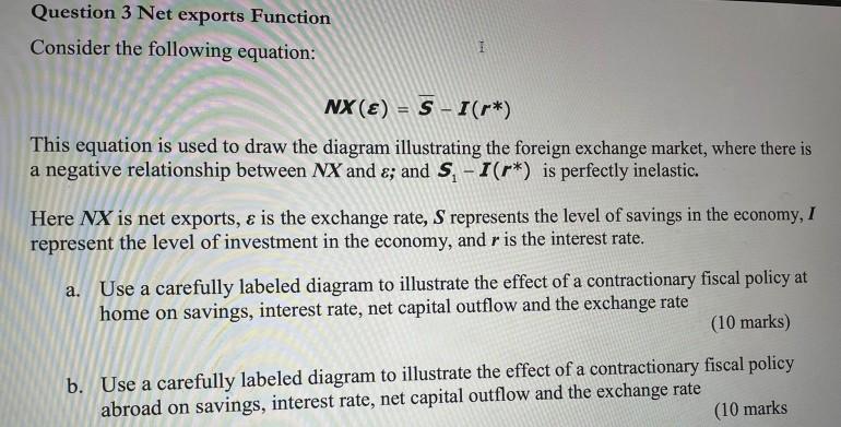 Solved Question 3 Net exports Function Consider the | Chegg.com