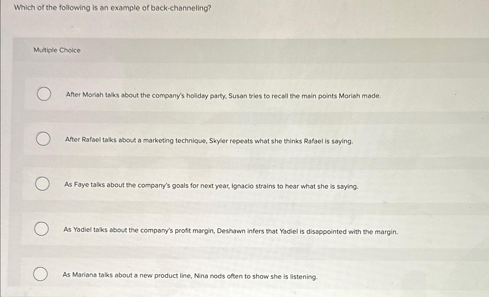 Solved Which of the following is an example of | Chegg.com