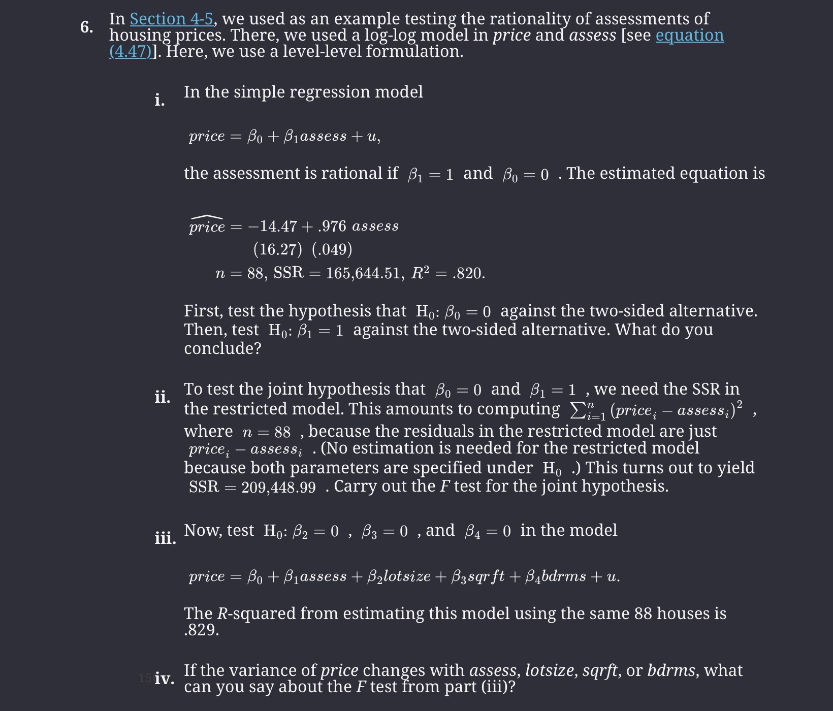 Solved In Section 4-5, we used as an example testing the | Chegg.com