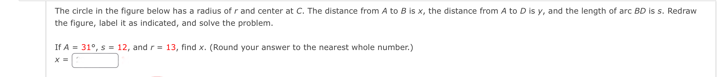 The circle in the figure below has a radius of r ﻿and | Chegg.com