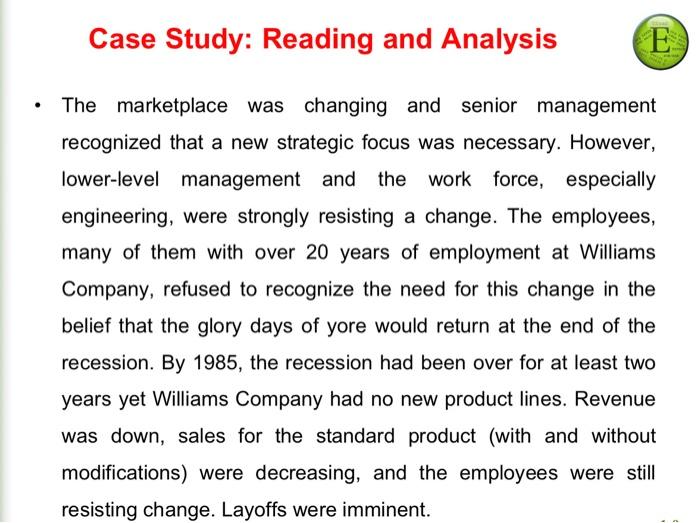 Solved WILLIAMS MACHINE TOOL COMPANY For 75 years, the