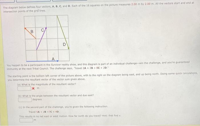 Solved The Diagram Below Defines Four Vectors, A, B, C, And | Chegg.com