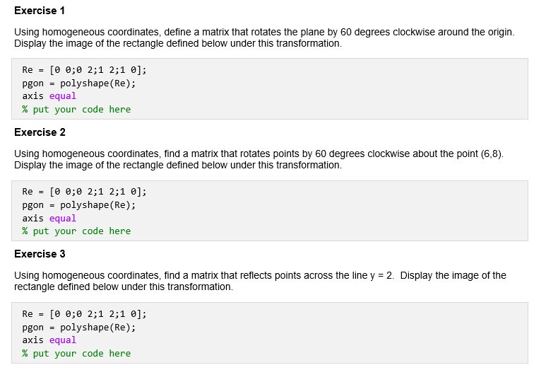 Solved Exercise 1 Using Homogeneous Coordinates Define A Chegg Solved Exercise 1 Using Homogeneous Coordinates Define A Chegg