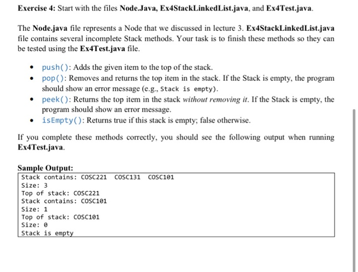 Solved Exercise 4: Start with the files Node.Java, | Chegg.com
