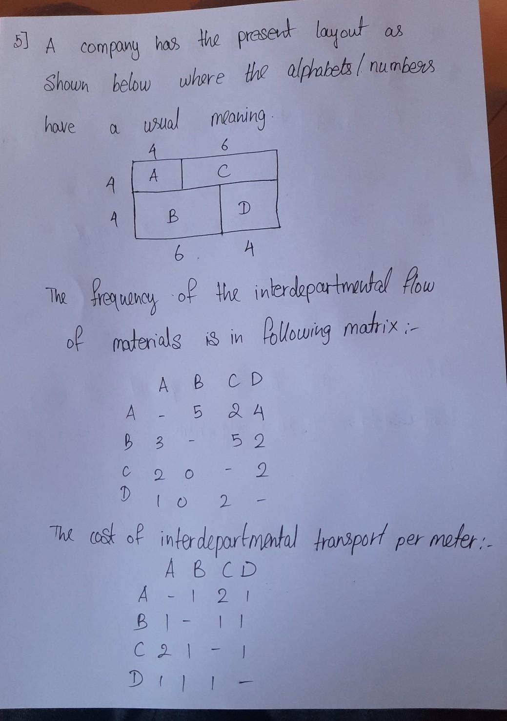 Solved Using CRAFT Algorithm do virtual interchange blu | Chegg.com