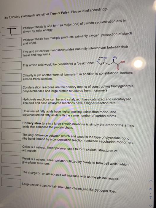 Solved The following statements are either True or False. | Chegg.com