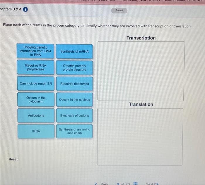 Solved Place each of the terms in the proper category to | Chegg.com