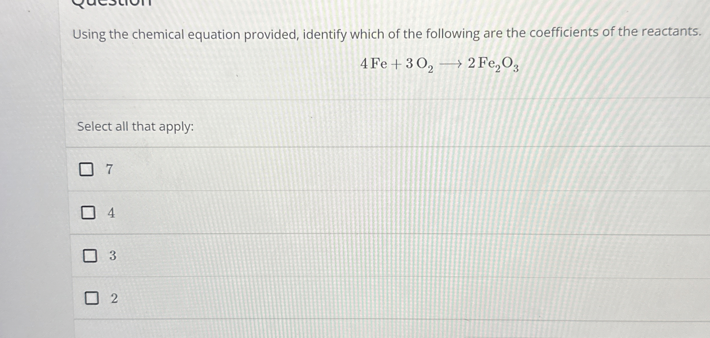 Solved Using the chemical equation provided, identify which | Chegg.com