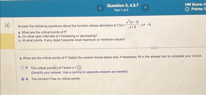 Solved K Question 3, 4.3.7 Part 1 of 3 Answer the following | Chegg.com