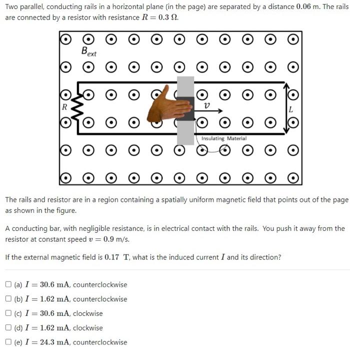 Solved Two parallel, conducting rails in a horizontal plane | Chegg.com