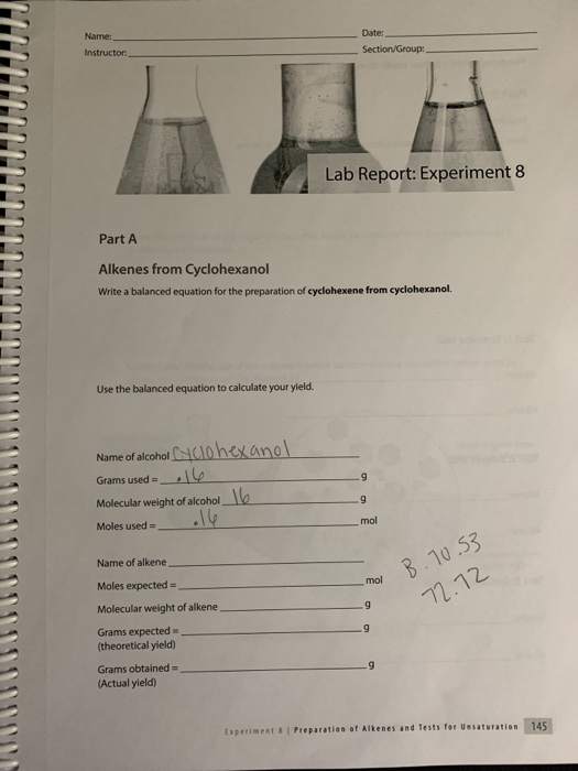Cyclohexene from cyclohexanol lab report conclusion picture