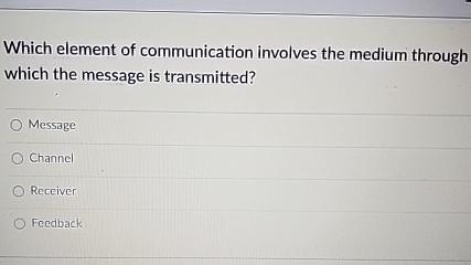 Transmitted Message Solved Which element of communication involves the medium | Chegg.com