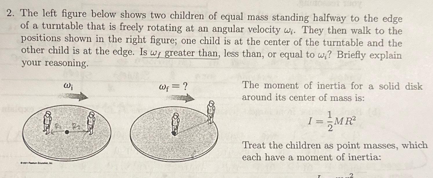 Solved The left figure below shows two children of equal | Chegg.com