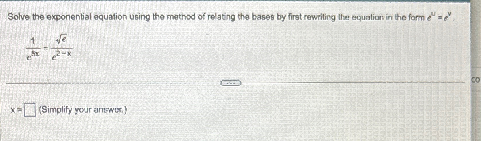 Solved Solve the exponential equation using the method of | Chegg.com
