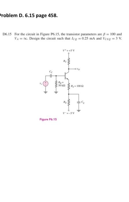 Solved Problem D. 6.15 page 458. D6.15 For the circuit in | Chegg.com