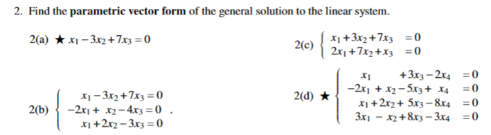 Find the parametric vector form of the general | Chegg.com
