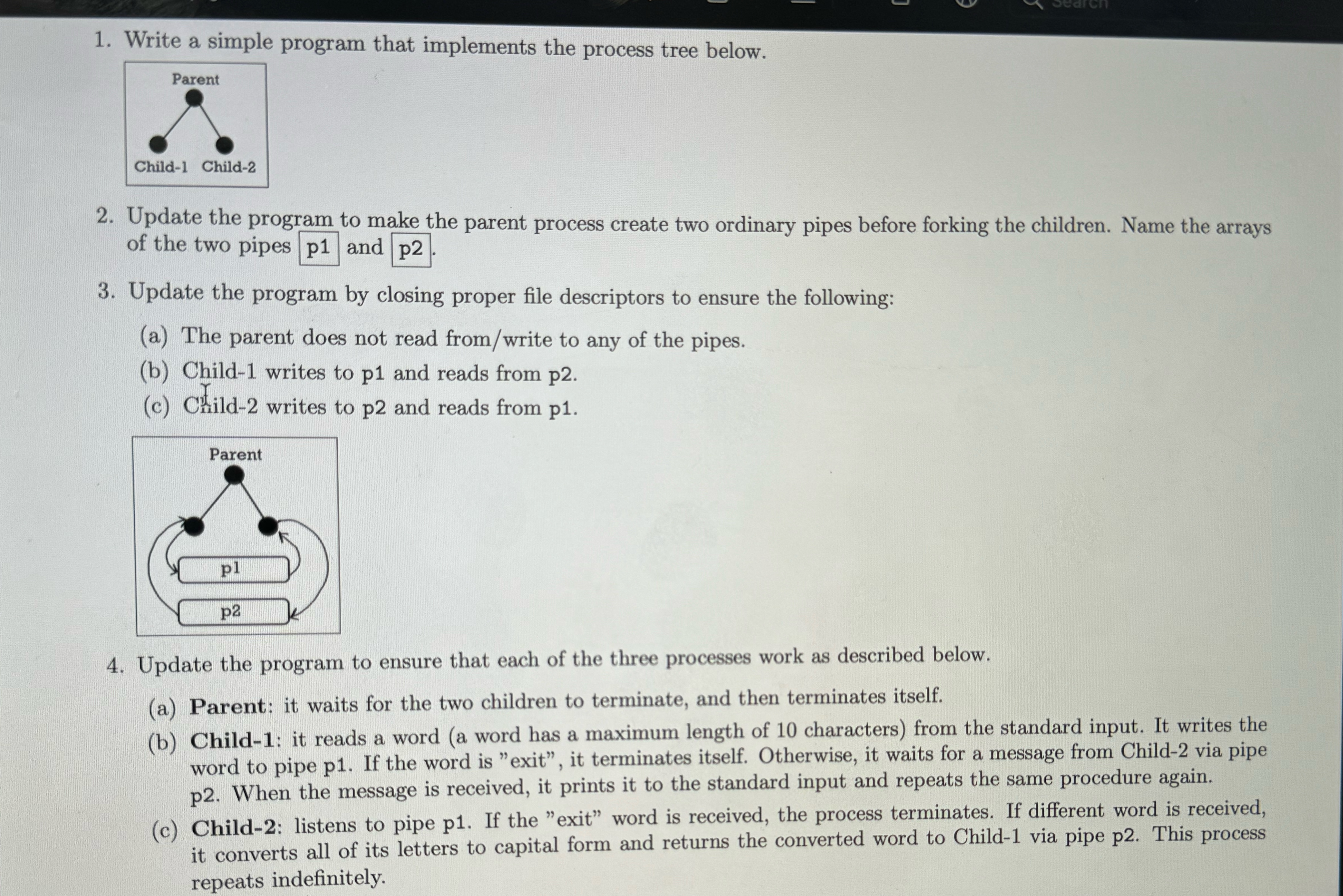 Solved Write a simple program that implements the process | Chegg.com