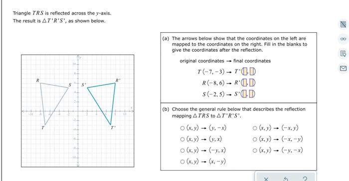 Solved Triangle Trs Is Reflected Across The Y Axis The Chegg Com