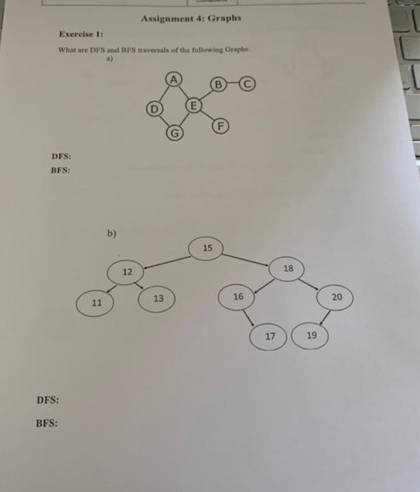 Solved Assignment 4: Graphs Exercise 1: What are DFS und BFS | Chegg.com