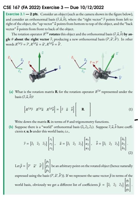 Exercise 3.1 - 2 pts. Consider an object (such as the | Chegg.com