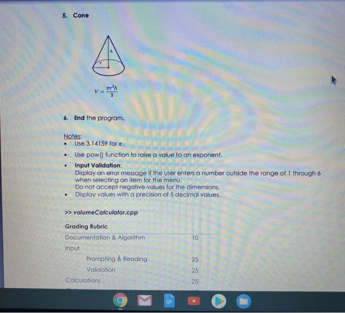 Program Volume Challenge Solved Programming Challenge - Volume Calculator (100 pts) | Chegg.com