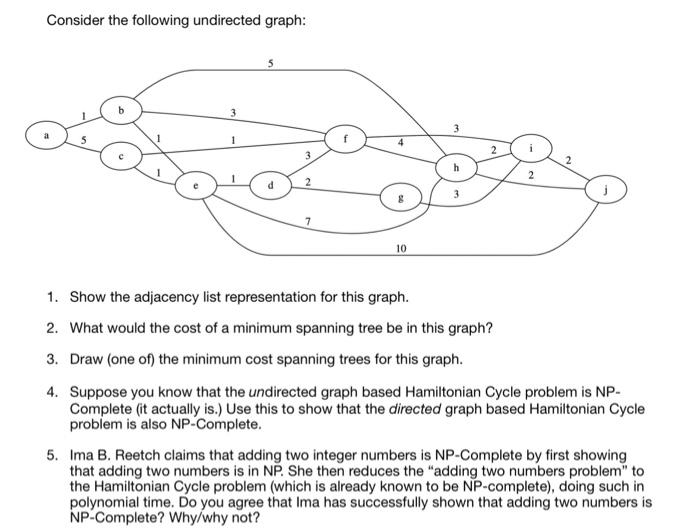 Solved Consider The Following Undirected Graph: 3 1 4 2 3 2 | Chegg.com